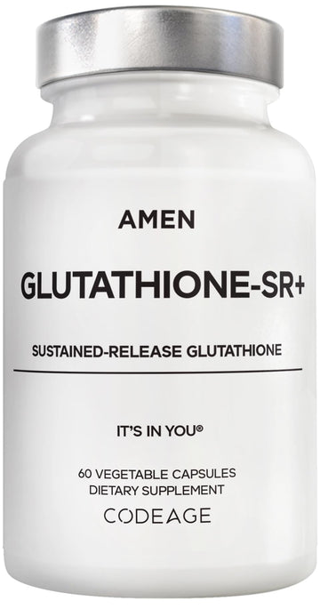 Amen Glutathione-SR+ Advanced Sustained-Release Supplement - 2-Month Supply - Reduced L-Glutathione - Galactomannans Fenugreek Seed - Time-Reduced Matrix - Non-GMO - 60 Capsules Amen uk supplements