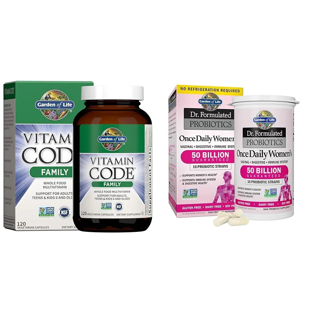 Garden of Life Multivitamin Family Formula 120 Capsules & Dr Formulated Probiotics for Women 30 Capsules Bundle Garden of Life uk supplements