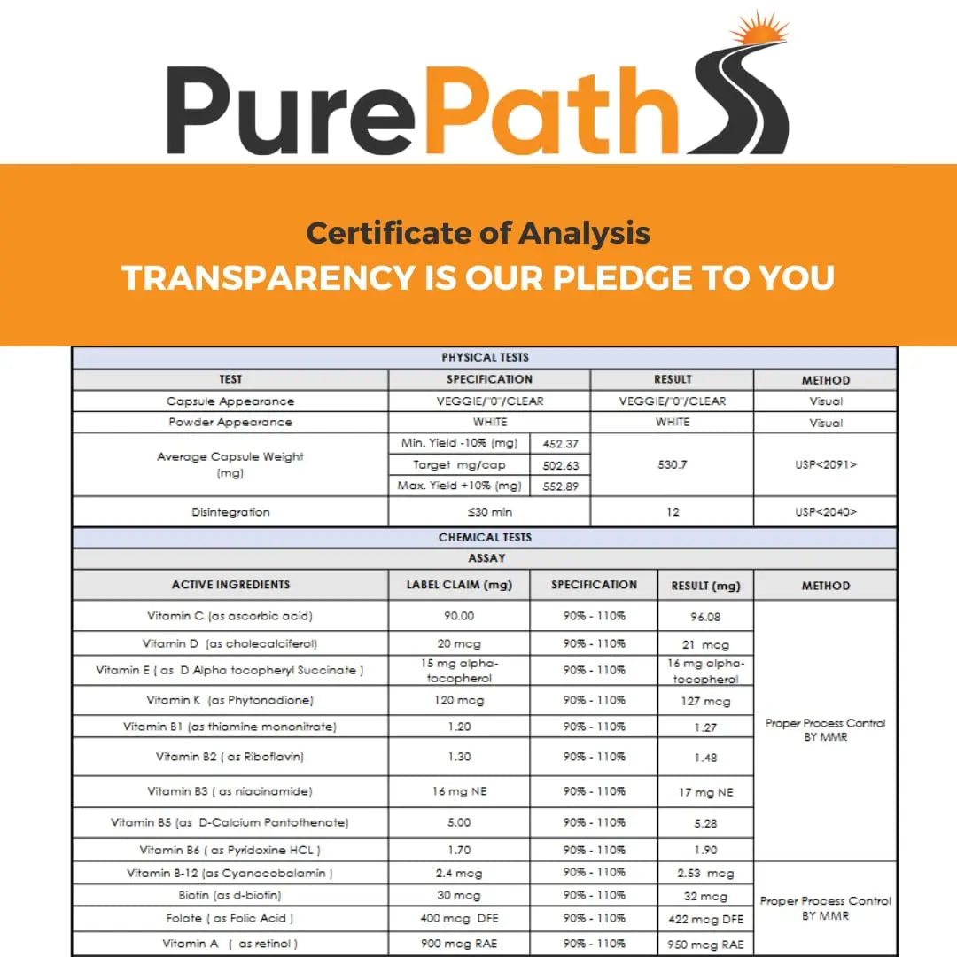 PurePath Non-Toxic Adult Multivitamin - 13 Vitamins - 100% RDA - No Harmful Megadoses - with B6 & B12 PurePath uk supplements