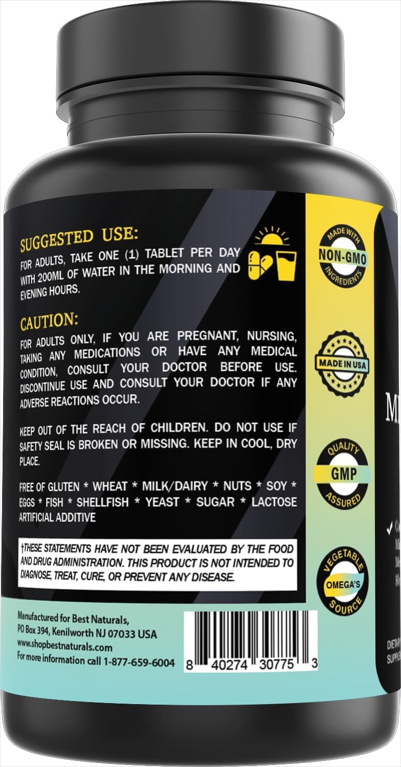 Best Naturals Day-to-Day Men's Multivitamin Food Based Supplement with Vitamin A, L-Arginine, L-Glutamine, L-Lysine- 90 Tablets Best Naturals uk supplements