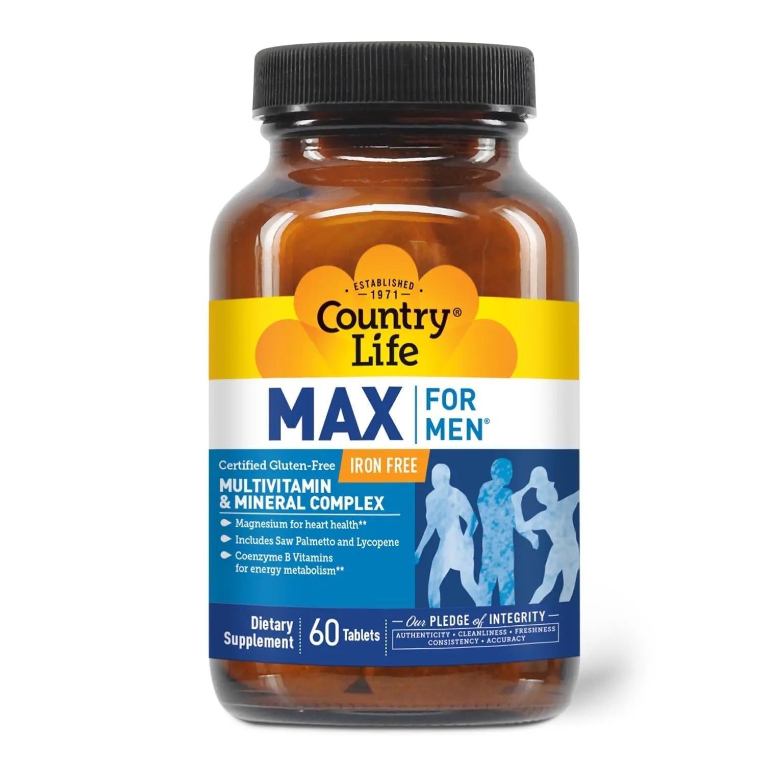 Country Life Max for Men, Multivitamin & Mineral complex, Iron-Free, Vegetarian Tablets, 60 Count, Certified Gluten Free, Certified Vegetarian Country Life uk supplements