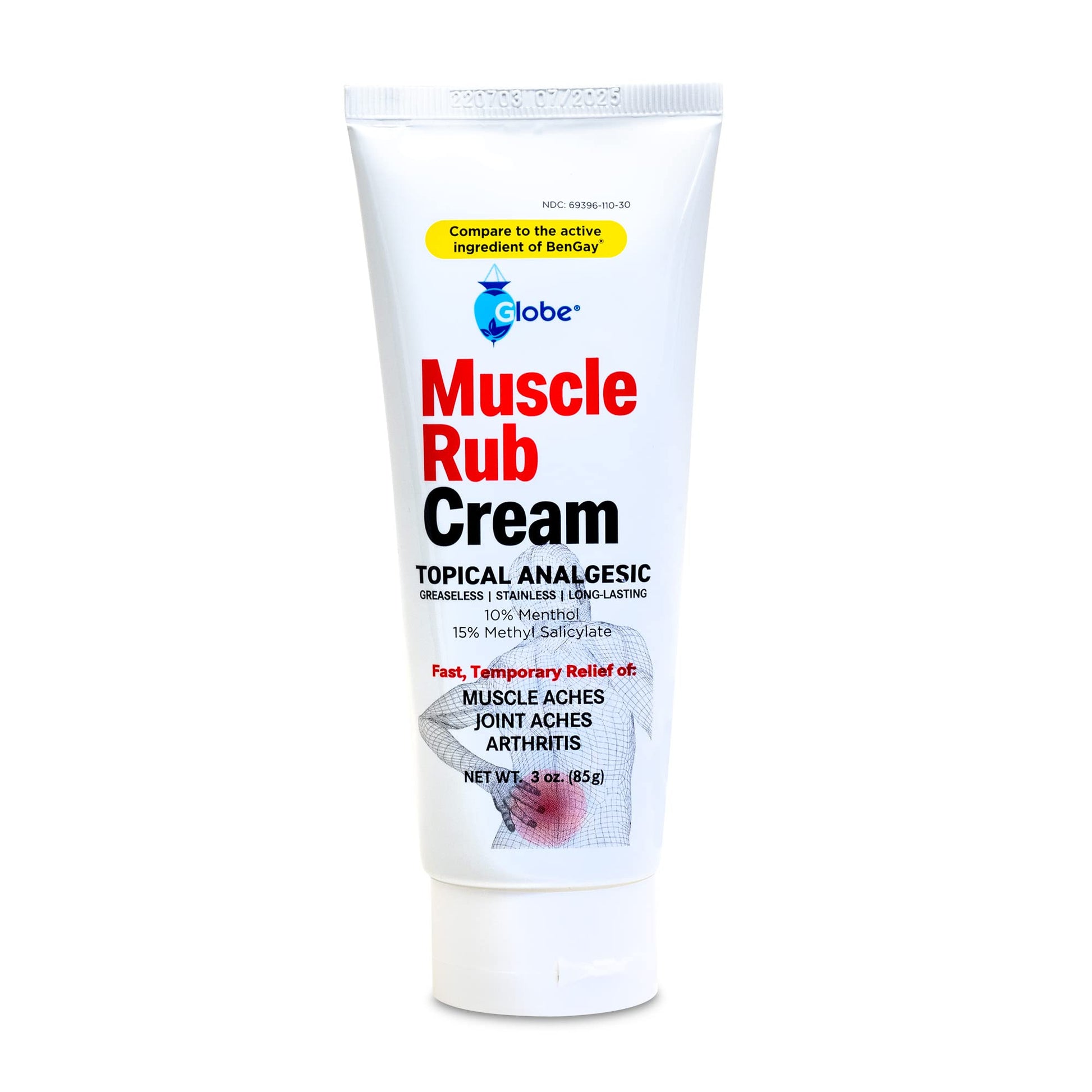 (3 Pack) Globe Ultra Strength Greaseless Muscle Rub Cream (3 oz). Compare to The Active Ingredients of Greaseless Bengay, 10% Menthol & 15% Methyl Salicylate (3 Pack) Globe uk supplements