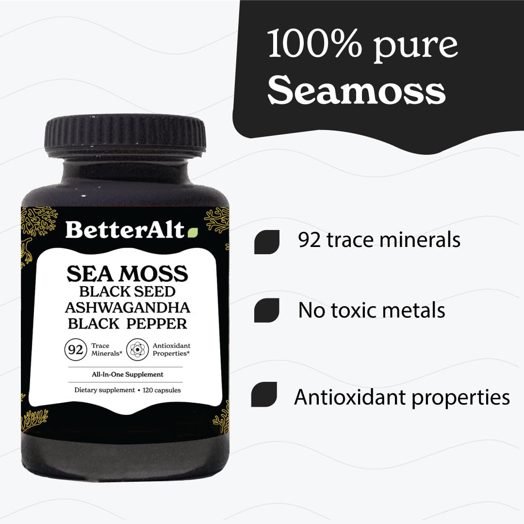 Better Alt Sea Moss Capsules- Irish Sea Moss with Black Seed Oil, Ashwagandha & Black Better Alt uk supplements