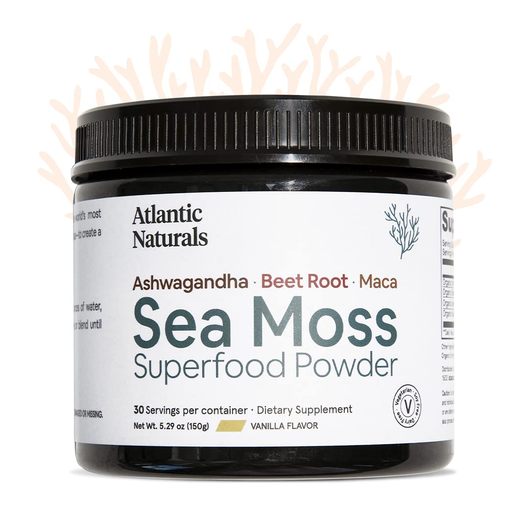 Organic Sea Moss Superfood Powder with Ashwagandha, Beet Root, and Maca Atlantic Naturals uk supplements