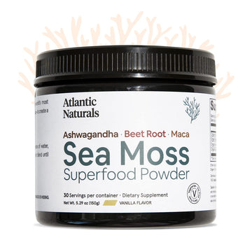 Organic Sea Moss Superfood Powder with Ashwagandha, Beet Root, and Maca Atlantic Naturals uk supplements