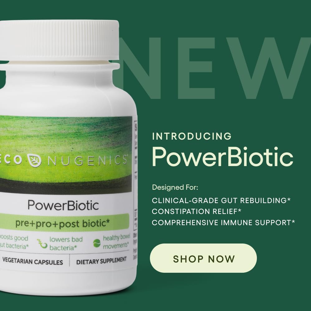 EcoNugenics PowerBiotic: Prebiotic, Probiotic & Postbiotic for Men & Women – 30 Capsules (1 Daily) – Supports Digestive Health, Gut Cleanse, Constipation Relief, Immune Function EcoNugenics uk supplements