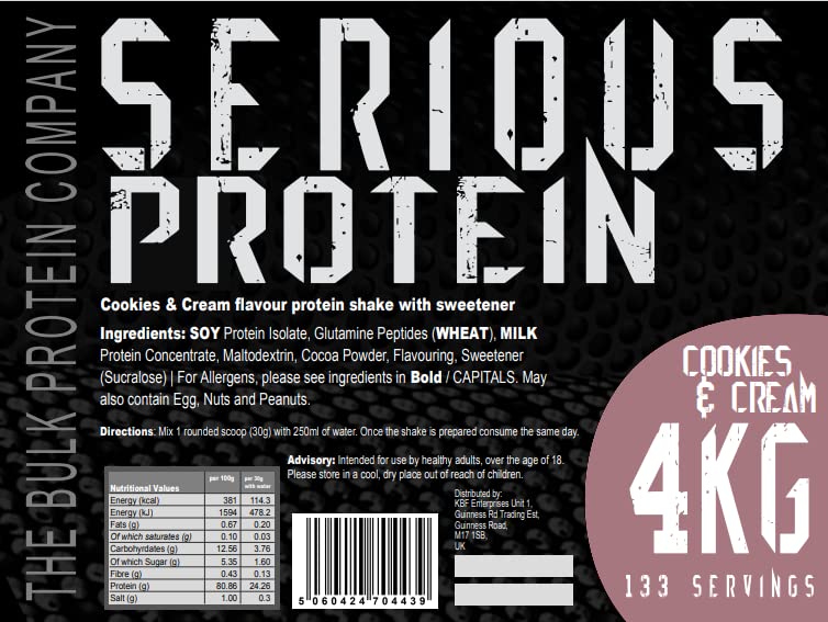 The Bulk Protein Company – SERIOUS PROTEIN – Protein Powder – 4kg – Low Carb The Bulk Protein Company uk supplements