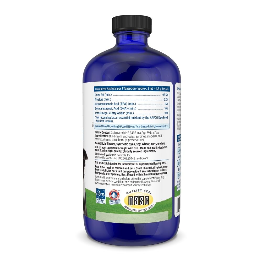 Nordic Naturals Omega-3 Pet, Unflavored - 16 oz - 1380 mg Omega-3 Per Teaspoon - Fish Oil for Large to Very Large Dogs with EPA & DHA - Promotes Heart, Skin, Coat, & Immune Health Nordic Naturals uk supplements