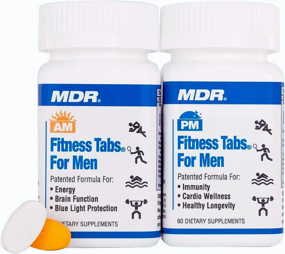 MDR Fitness Tabs Patented AM/PM Multivitamin for Men Doctor Formulated with Right Nutrients at The Right Time - Gluten Free - 2 Month Supply MDR uk supplements