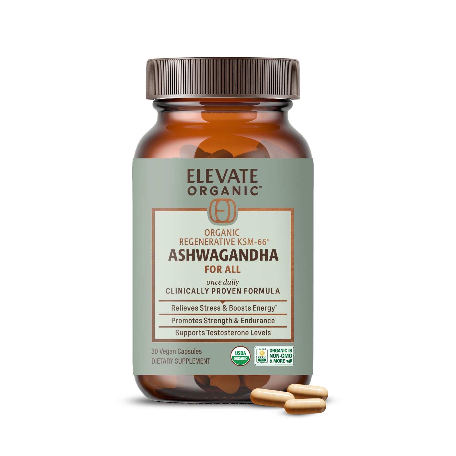 ELEVATE ORGANIC Regenerative Fermented KSM-66 Ashwagandha Vegan Capsules with Acti Veda™ (600mg, 30 Servings), Up to 150% More Effective Than KSM-66 Alone ELEVATE ORGANIC uk supplements