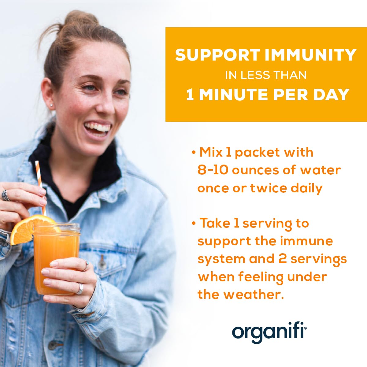 Organifi Immunity - Organic Superfood Immunity Support - 15 Single Serve Packets - Immunity Powder for T Cell Production and Upper Respiratory Health - Mushroom Beta Glucans, Vitamin C, D and Zinc Organifi uk supplements