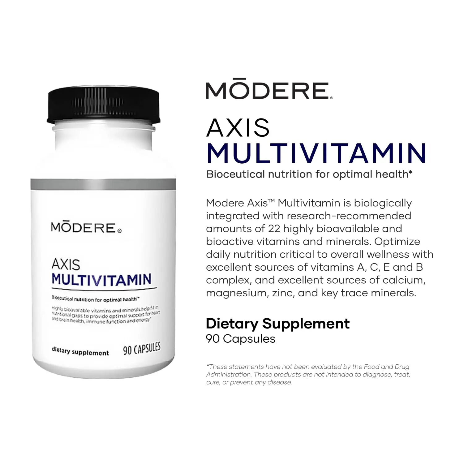 Modere Axis Multivitamin Supplement - Daily Essential Vitamins & Minerals for Overall Health and Wellness Support for Adults Immune - 90 Capsules Modere uk supplements