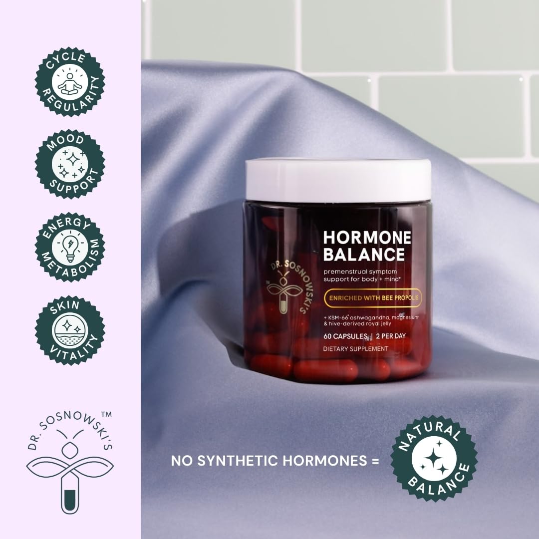 Dr Sosnowski's Hormone Balance | Multivitamin for Women to Support Hormonal Regulation, Energy, Mental Clarity & Skin | Bee Propolis, Ashwagandha, Dong Quai, Magnesium, B6 Vitamins | 60 Capsules Dr Sosnowski's uk supplements