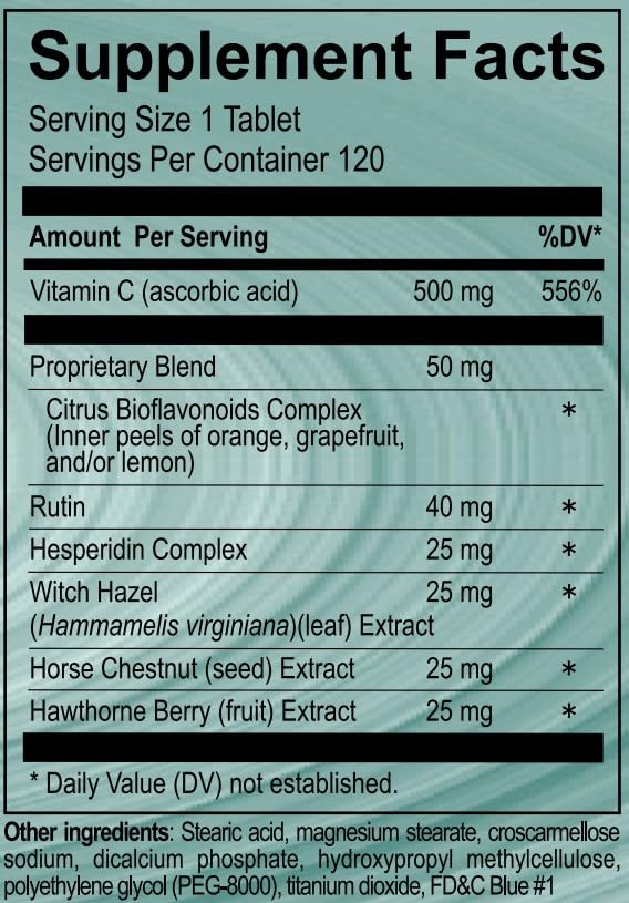 Vasoflex Vitamin C, Citrus Bioflavonoids Complex, Rutin, Hesperidin Complex, Witch Hazel Extract, Horse Chestnut Extract, Hawthorne Berry Extract Leg Vein Supplement Tablets, 120ct Vasoflex uk supplements