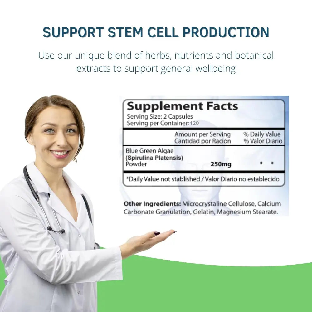 Bioxtron Natural AFA Stem Cell Supplement - Joint Support & Muscle Pain - Immune System Support - Natural Blue Green Algae Spirulina - 120 Caps Bioxtron uk supplements