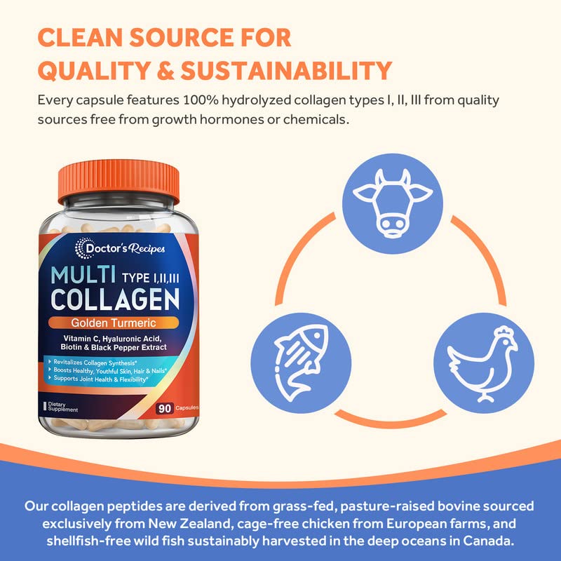 Doctor's Recipes Multi Collagen Complex with Golden Turmeric, Vitamin C, Biotin, Hyaluronic Doctor's Recipes uk supplements