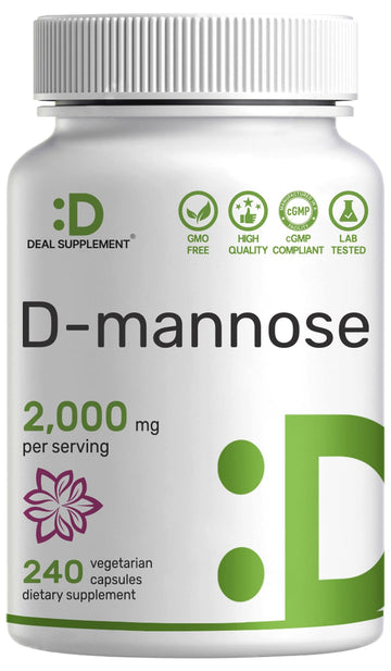 DEAL SUPPLEMENT D Mannose 500mg Capsules (2,000mg Per Serving), 240 Veggie Pills – Fast Acting Water-Soluble Form – Extra Strength Urinary Tract (UTI) Health Support – Non-GMO, Vegan Friendly DEAL SUPPLEMENT uk supplements