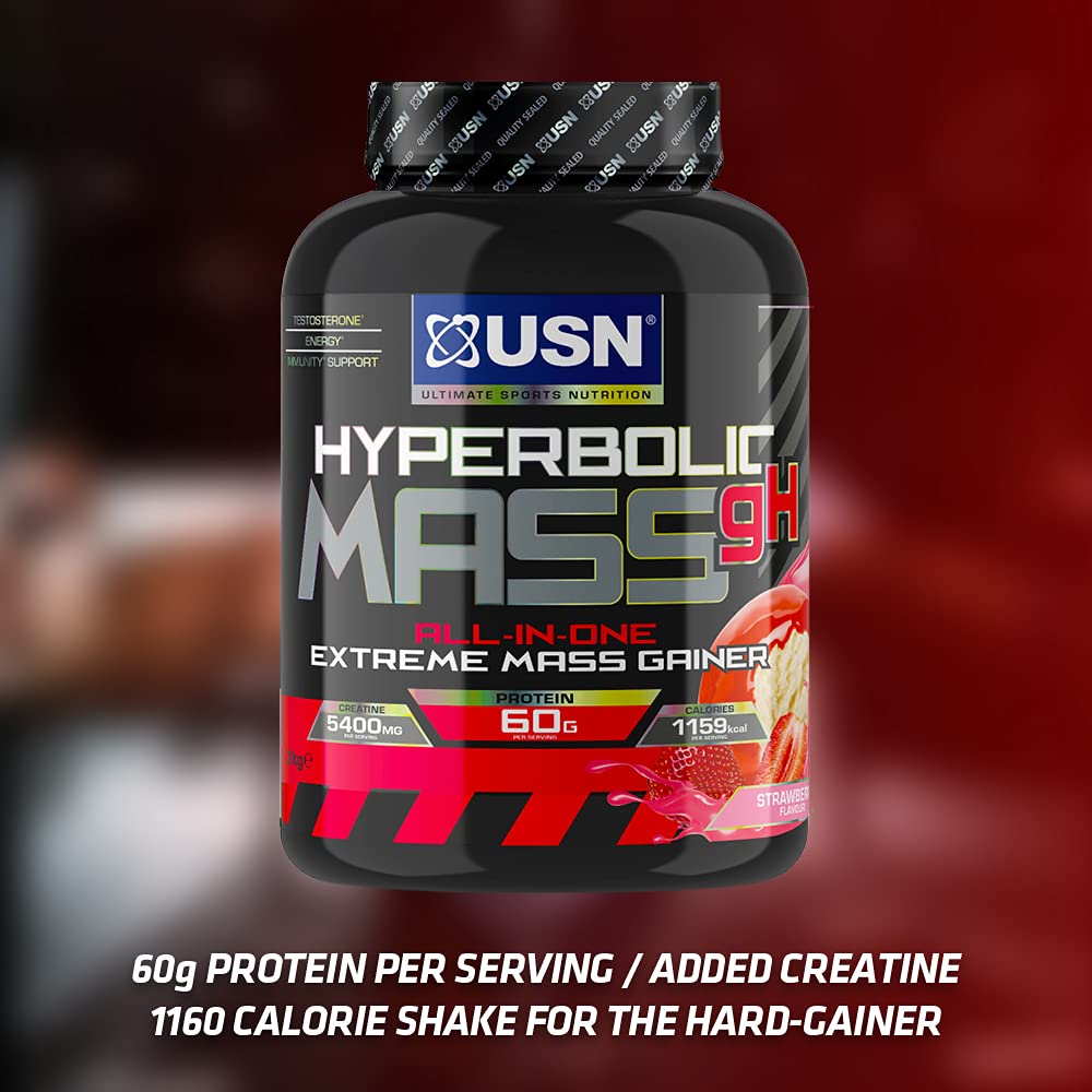 USN Hyperbolic Mass Strawberry 6kg: High Calorie Mass Gainer Protein Powder for Fast Muscle Mass USN uk supplements