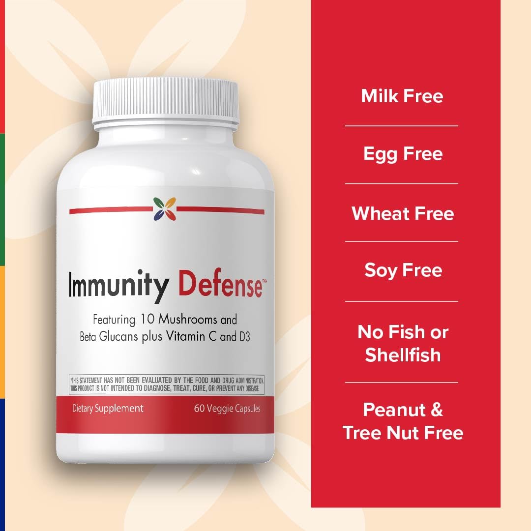 Stop Aging Now - Immune Support - with Vitamin C, Vitamin D3 and Mushroom Complex - 60 Vegetarian Capsules Stop Aging Now uk supplements