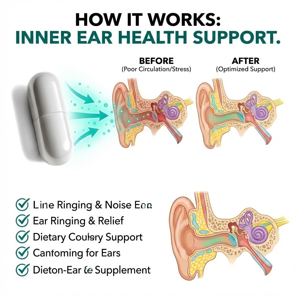IHW Tinnitus Relief for Ringing Ears, 1200mg Tinnitus Relief Supplement, 120 Capsules, with Vitamin B Complex & C, Reduces Ringing in Ears, Promotes Hearing Wellness & Comfort IHW uk supplements