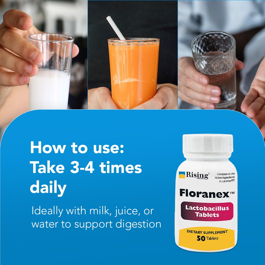 Rising Health - Floranex Tablets - Lactobacillus Probiotic Dietary Supplements - 50 Tablets Rising uk supplements