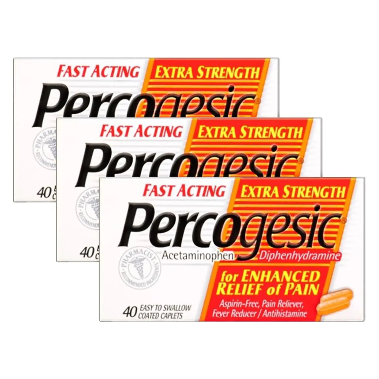 Percogesic Extra Strength Pain Relief | Aspirin Free Dual Action Relief | 40 Coated Caplets (3 Pack) Percogesic uk supplements