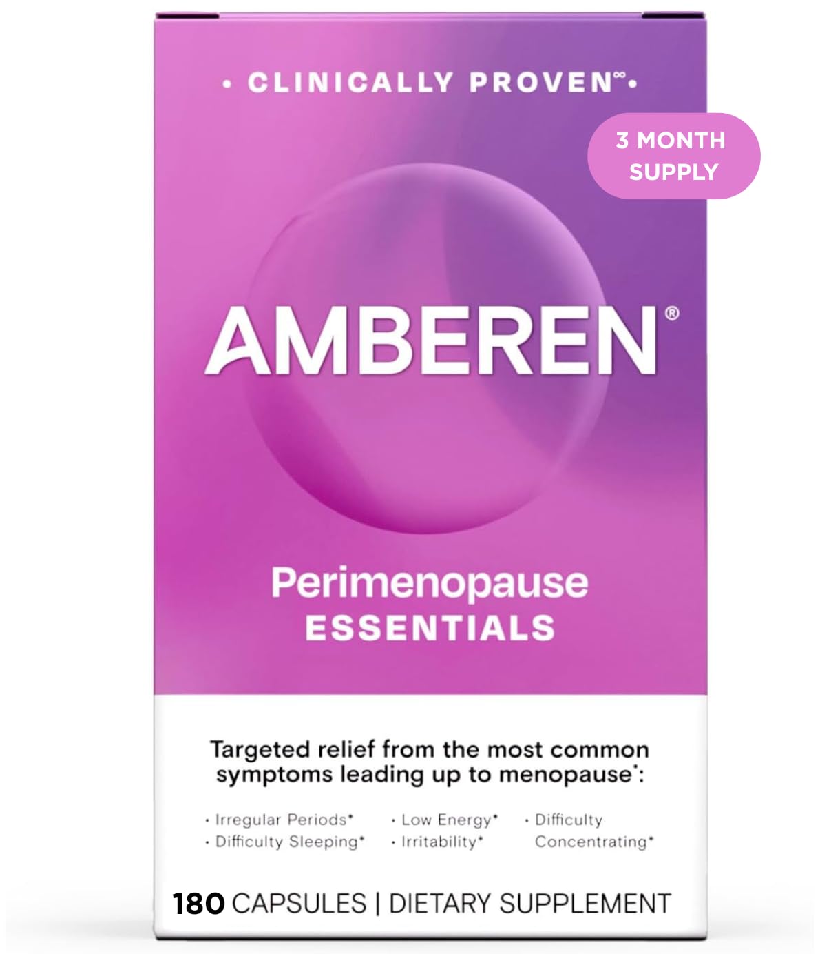 Amberen Perimenopause, Peri-Menopause Multi-Symptom Relief, Vitamin B, Vitamin E & Antioxidants Supplement, Helps Support Hormone Balance, Hot Flashes & Night Sweats, Supplements for Women, 180 Count Amberen uk supplements