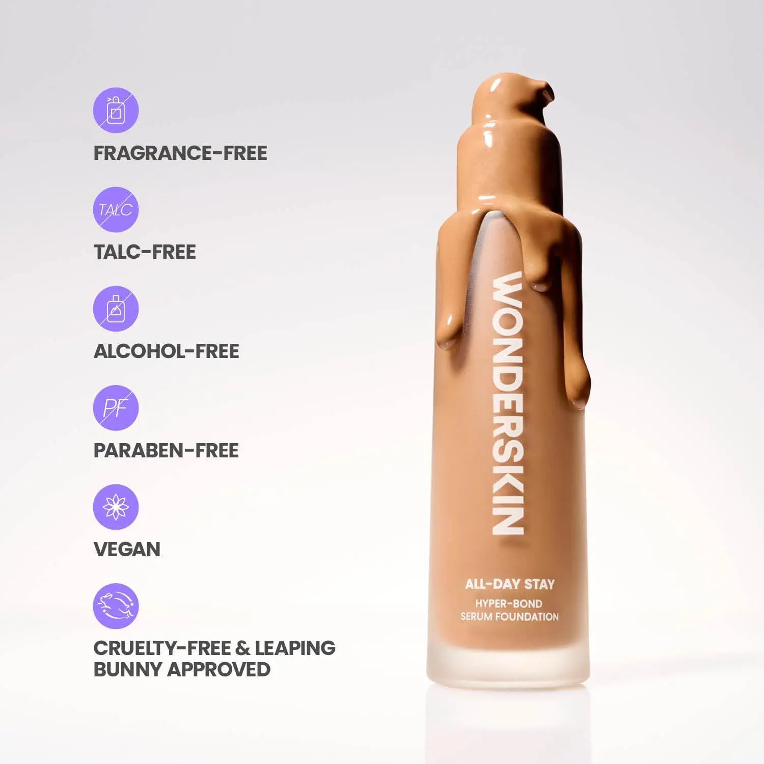 Wonderskin Hyper Bond All-Day Stay Serum Foundation – Waterproof, Transfer-Proof, 24HR Longwear Face Makeup with Niacinamide & Hyaluronic Acid – Lightweight, Natural Finish (Moonstone) Wonderskin uk supplements