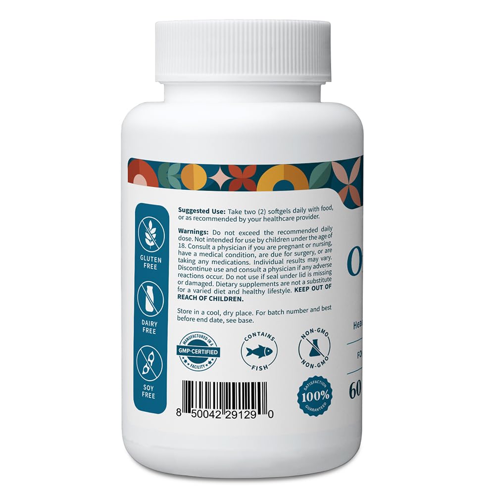 Pattern Wellness Omega 3 Softgels - Pure Fish Oil Formula - Helps Maintain Brain, Heart & Joint Health - 3rd Party Lab Tested - Non-GMO, Dairy-Free, Gluten-Free - 60 Softgels Pattern Wellness uk supplements