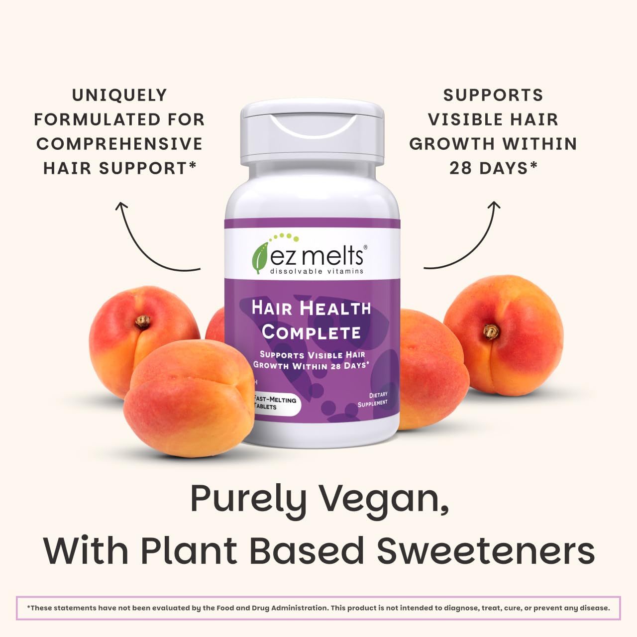 EZ Melts Hair Health Complete - Hair Supplement to Support Strength & Growth - Includes AnaGain Nu, Biotin, Apigenin, Bambo Silica & More - 60 Sublingual Tablets (30 Servings) EZ Melts uk supplements