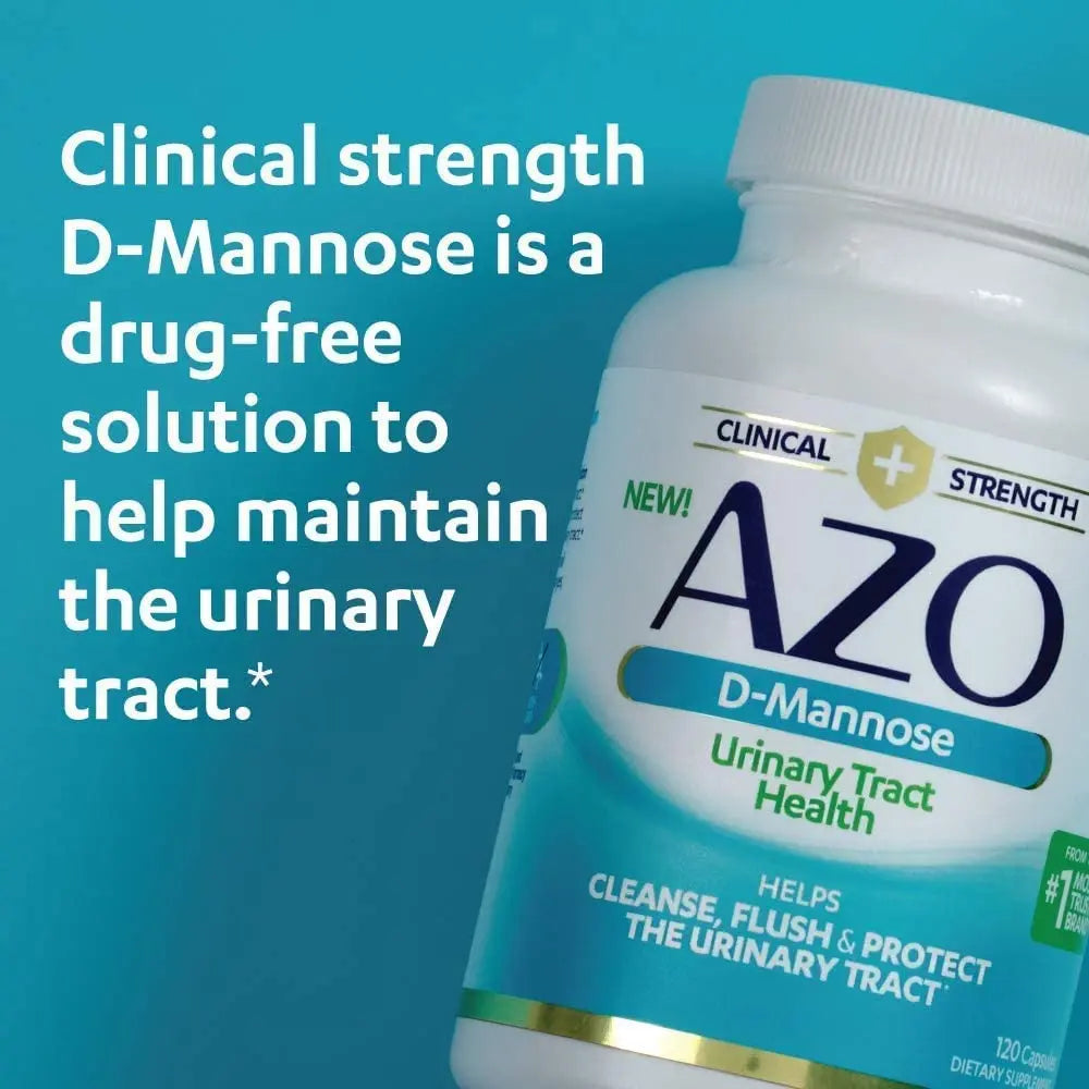 AZO D Mannose Urinary Tract Health, Cleanse, Flush & Protect The Urinary Tract, No.1 Pharmacist Recommended Brand, Clinical Strength, Non-GMO, 120 Count (Pack of 2) AZO uk supplements