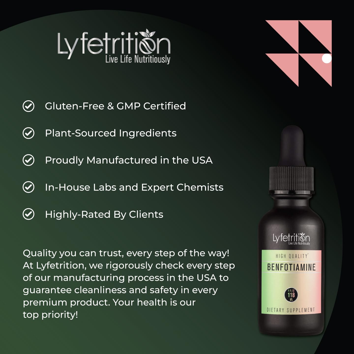 Lyfetrition Benfotiamine 118 ml, 4 FL Oz Liquid, 220 Servings, Made in USA, Quick Absorption, Potent Ingredients, Non-GMO Lyfetrition uk supplements