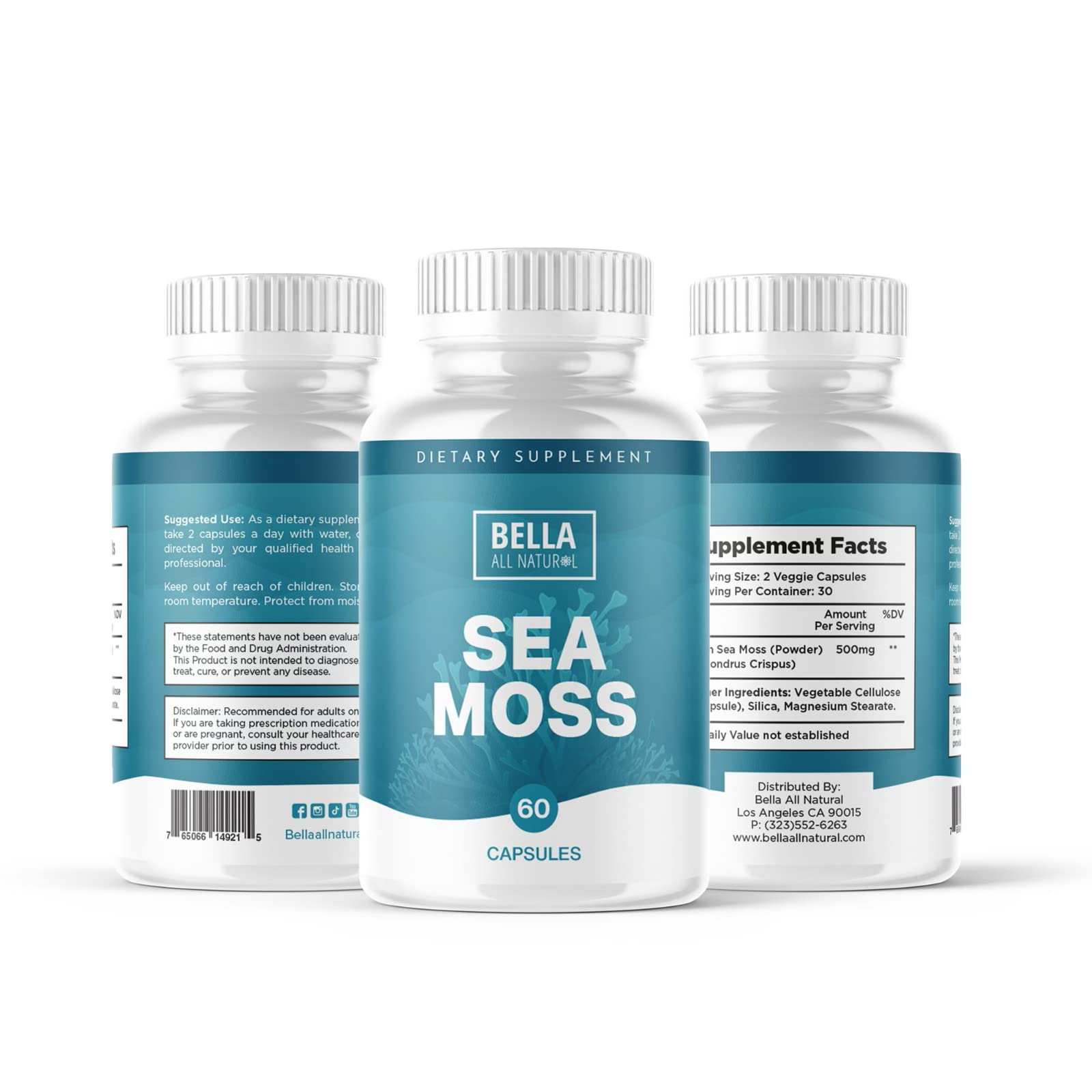 Bella All Natural Sea Moss Vitamins | Pure Sea Moss | Irish Sea Moss, 60 Capsules Bella All Natural uk supplements