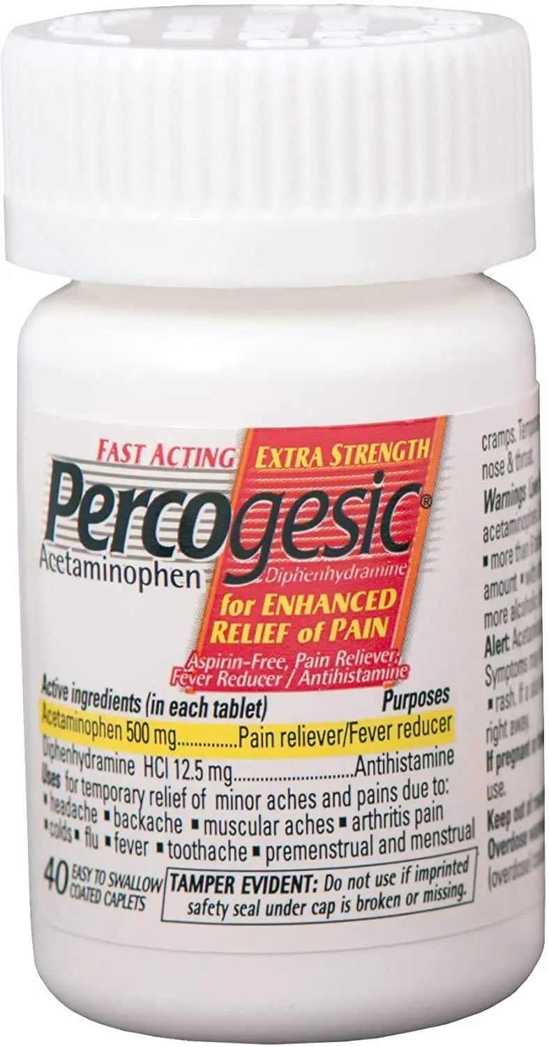 Percogesic Aspirin Free Pain Relief Tablets, Extra Strength, Acetaminophen and Diphenhydramine, 40 ct (Pack of 1) Percogesic uk supplements