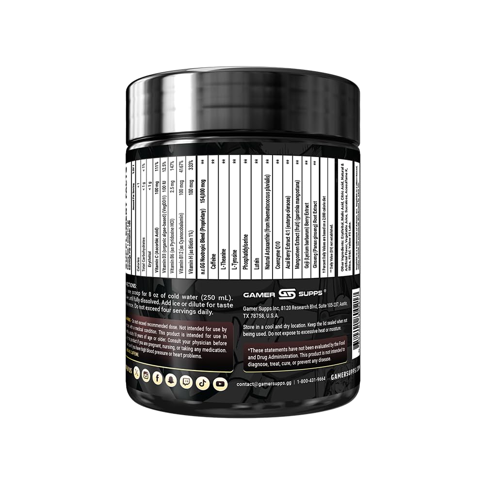Gamer Supps GG Energy - Schlatt Milk by jschlatt (100 Servings) - Keto Friendly Gaming Energy and Nootropic Blend, Sugar Free + Organic Caffeine + Vitamins + Immune Support, Powder Drink Gamer Supps uk supplements