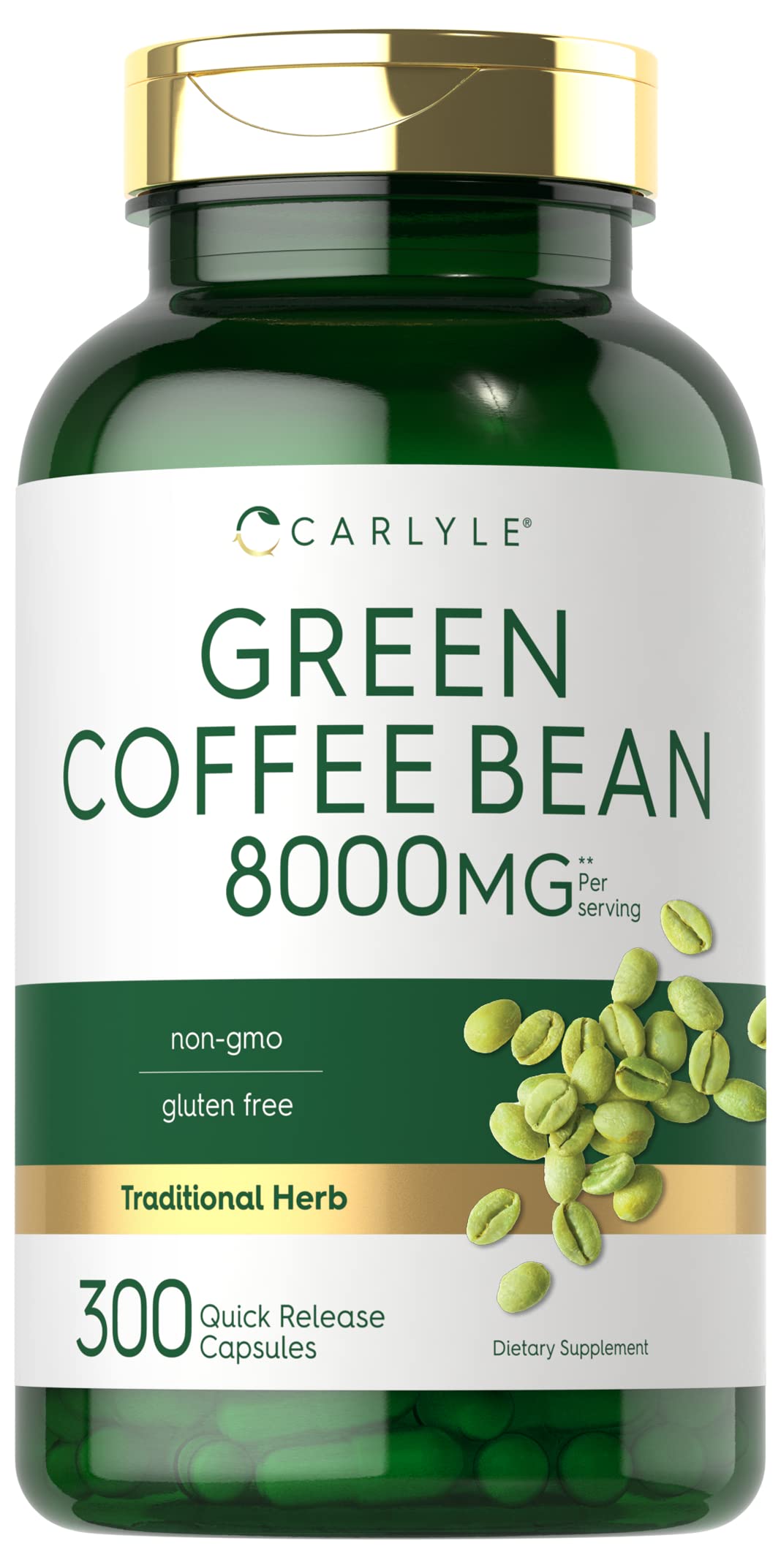 Carlyle Green Coffee Bean Extract | 8000 mg | 300 Capsules | Non-GMO and Gluten Free Carlyle uk supplements