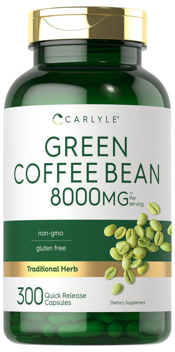 Carlyle Green Coffee Bean Extract | 8000 mg | 300 Capsules | Non-GMO and Gluten Free Carlyle uk supplements