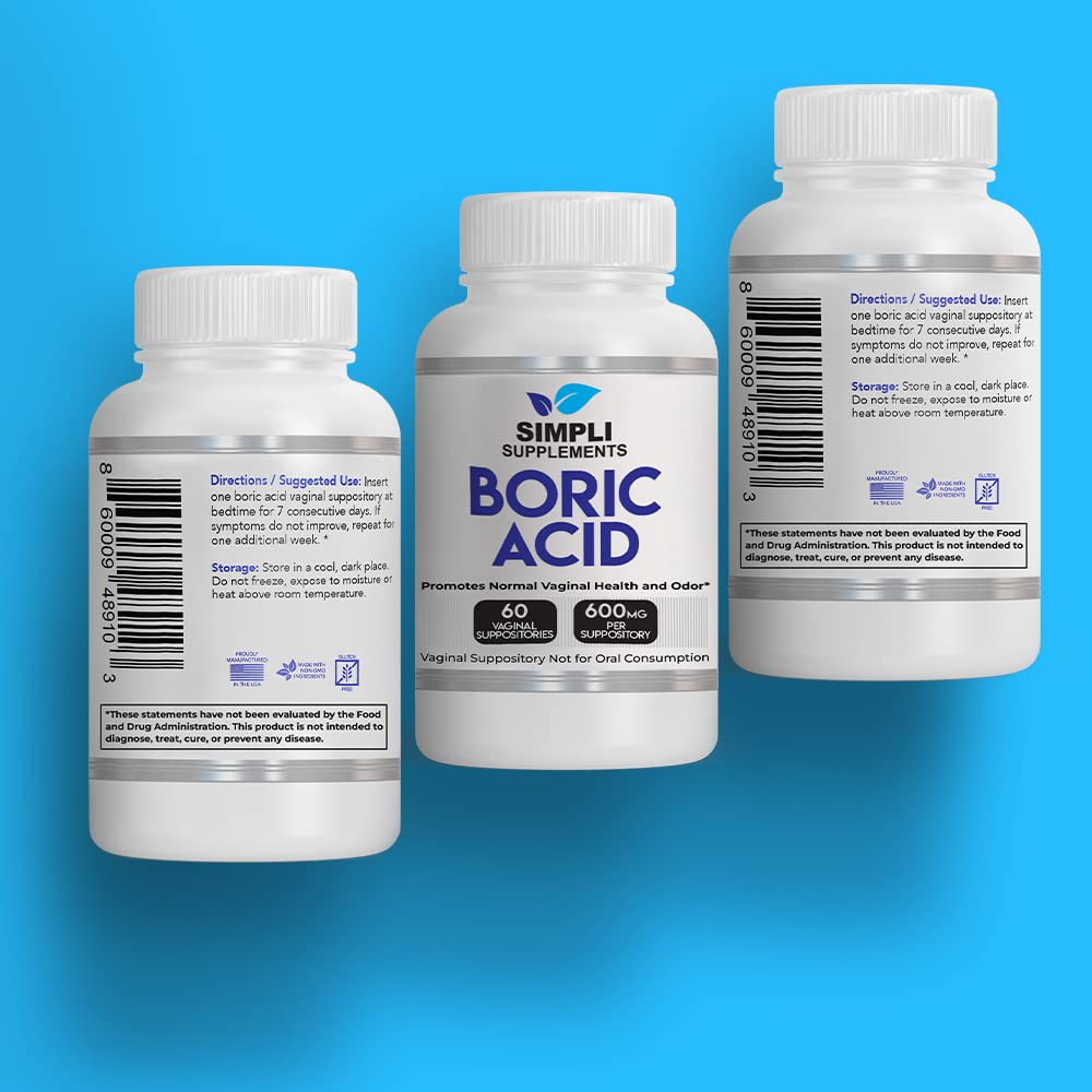 Simpli Supplements 60 Boric Acid Suppositories - Modern Support & Ancient Remedy - Scientifically Simpli Supplements uk supplements