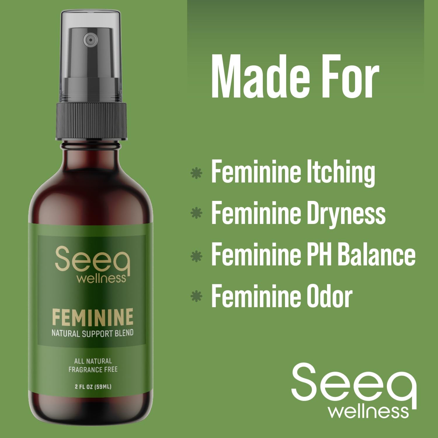All Natural Feminine Deodorant Spray - for Vaginal Itch, Irritation & Odor - Feminine Hygiene Spray Seeq Wellness uk supplements