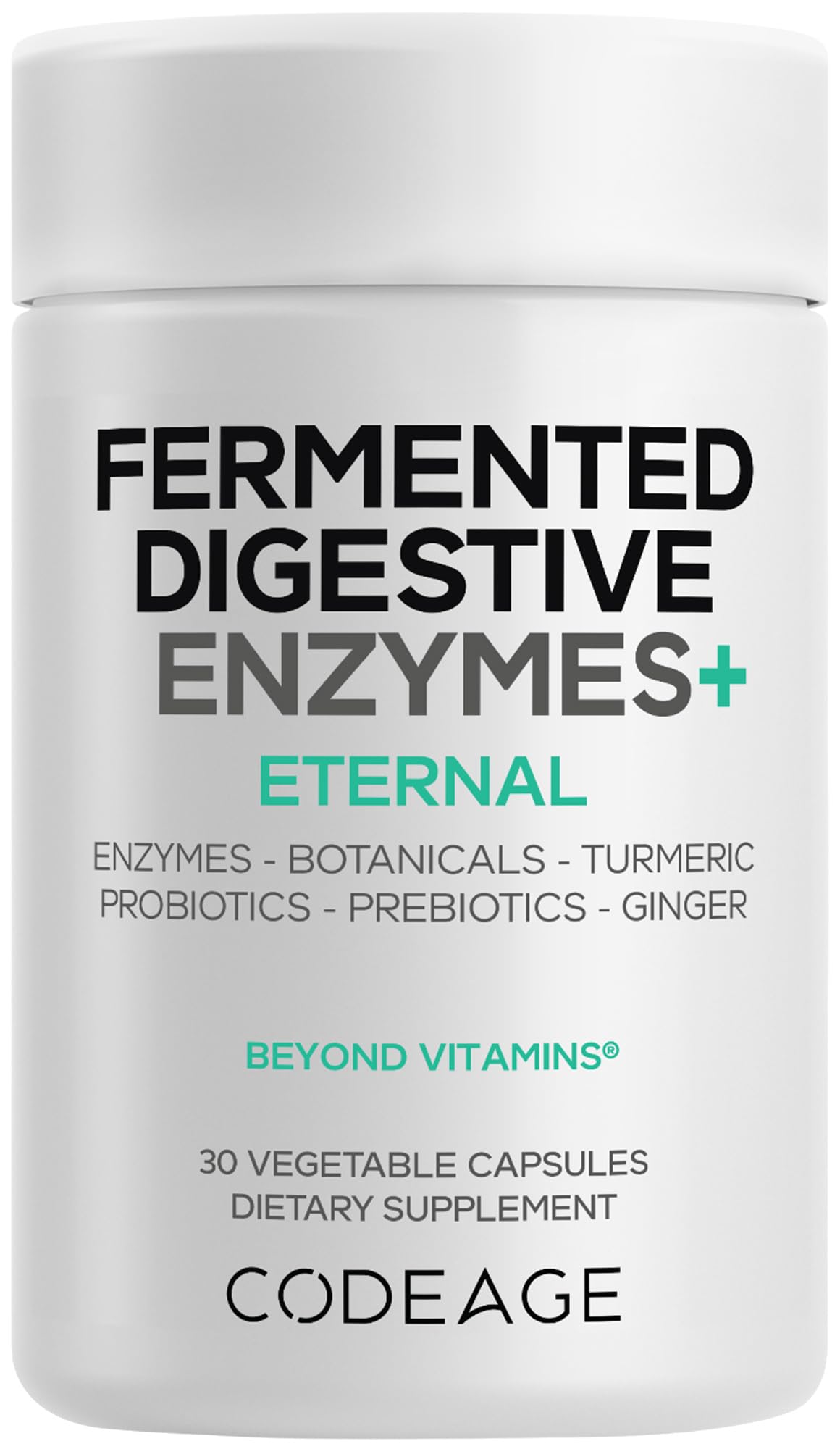 Codeage Fermented Digestive Enzymes Supplement - 14 Digestive Enzymes, Probiotics, Prebiotics, Fermented Botanicals, Plant-Based Multi Pancreatic Enzymes - 1 Capsule a Day - 30 Capsules Codeage uk supplements