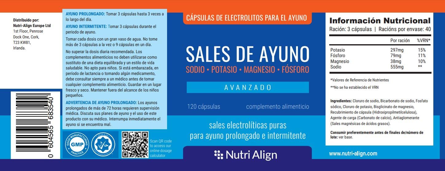 Nutri-Align Fasting Salts Electrolytes Advanced, 120 Capsules | Sodium Potassium Magnesium Phosphorus | Pure Fasting Electrolytes | Sugar Free & Filler Free Nutri-Align uk supplements
