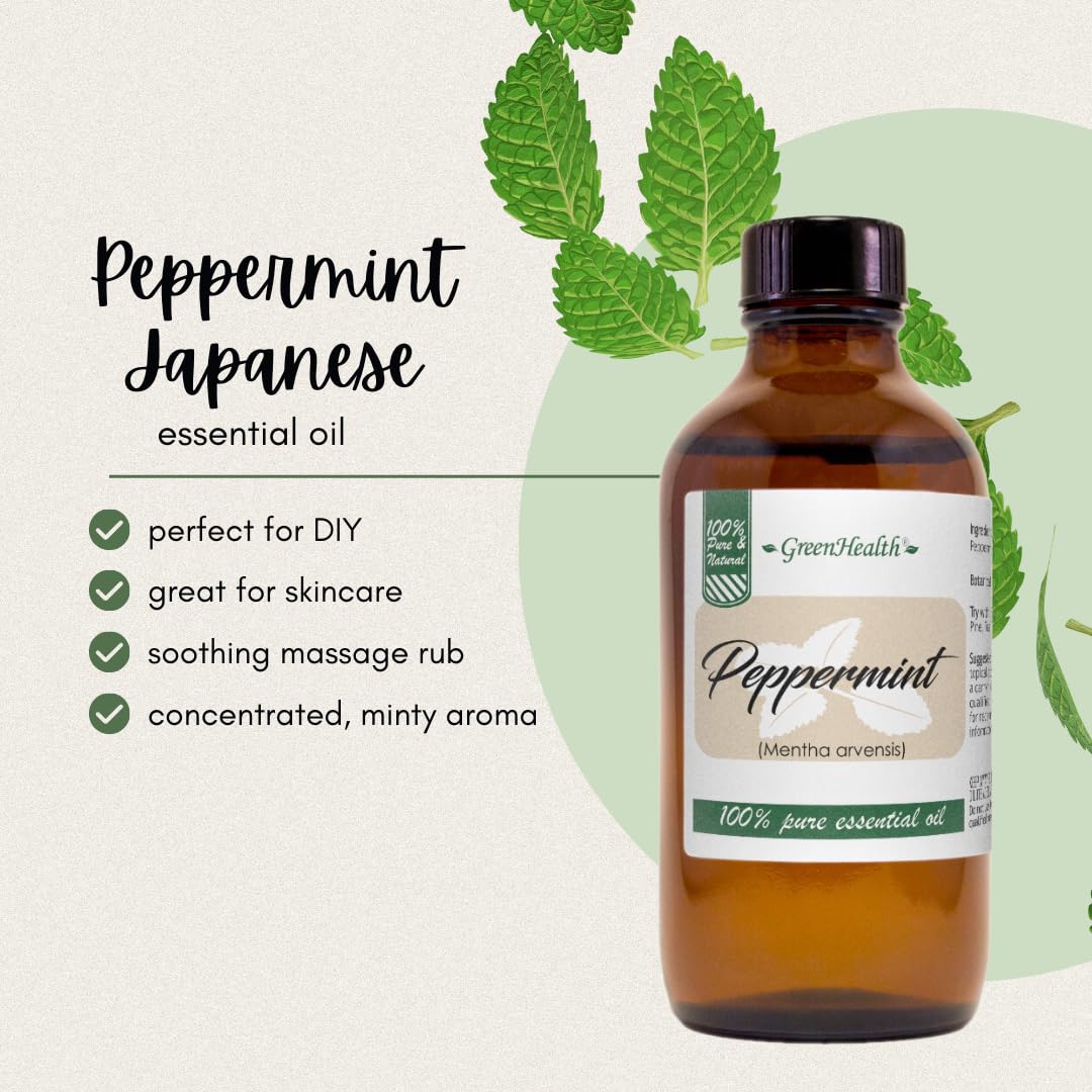 Peppermint Essential Oil - 4 fl oz - 100% Pure Essential Oil - GreenHealth GreenHealth uk supplements