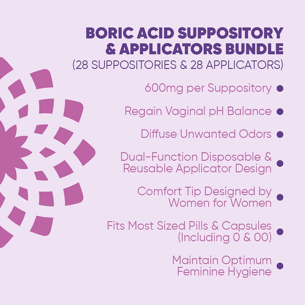 SEROVERA Seroflora Boric Acid Vaginal Suppositories 600 mg + Suppository Applicators Bundle SEROVERA uk supplements