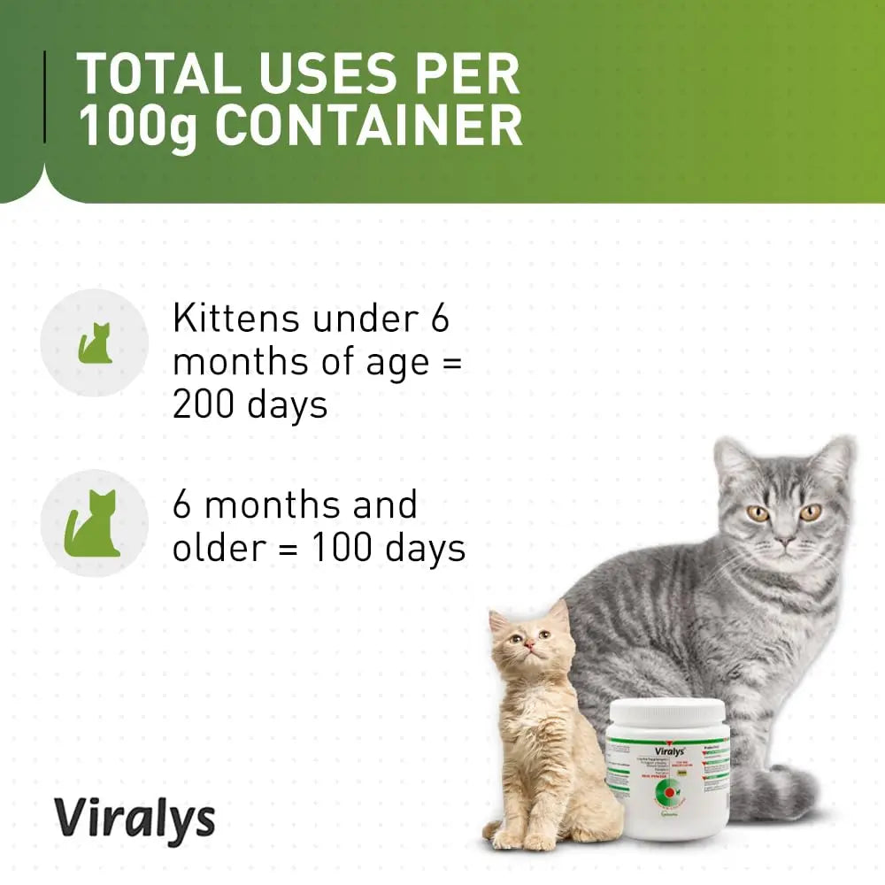 Vetoquinol Viralys Daily L-Lysine Powder for Cats and Kittens, Fish Flavored Lysine Supplement for Cats and Kittens to Support Immune Health Vetoquinol uk supplements