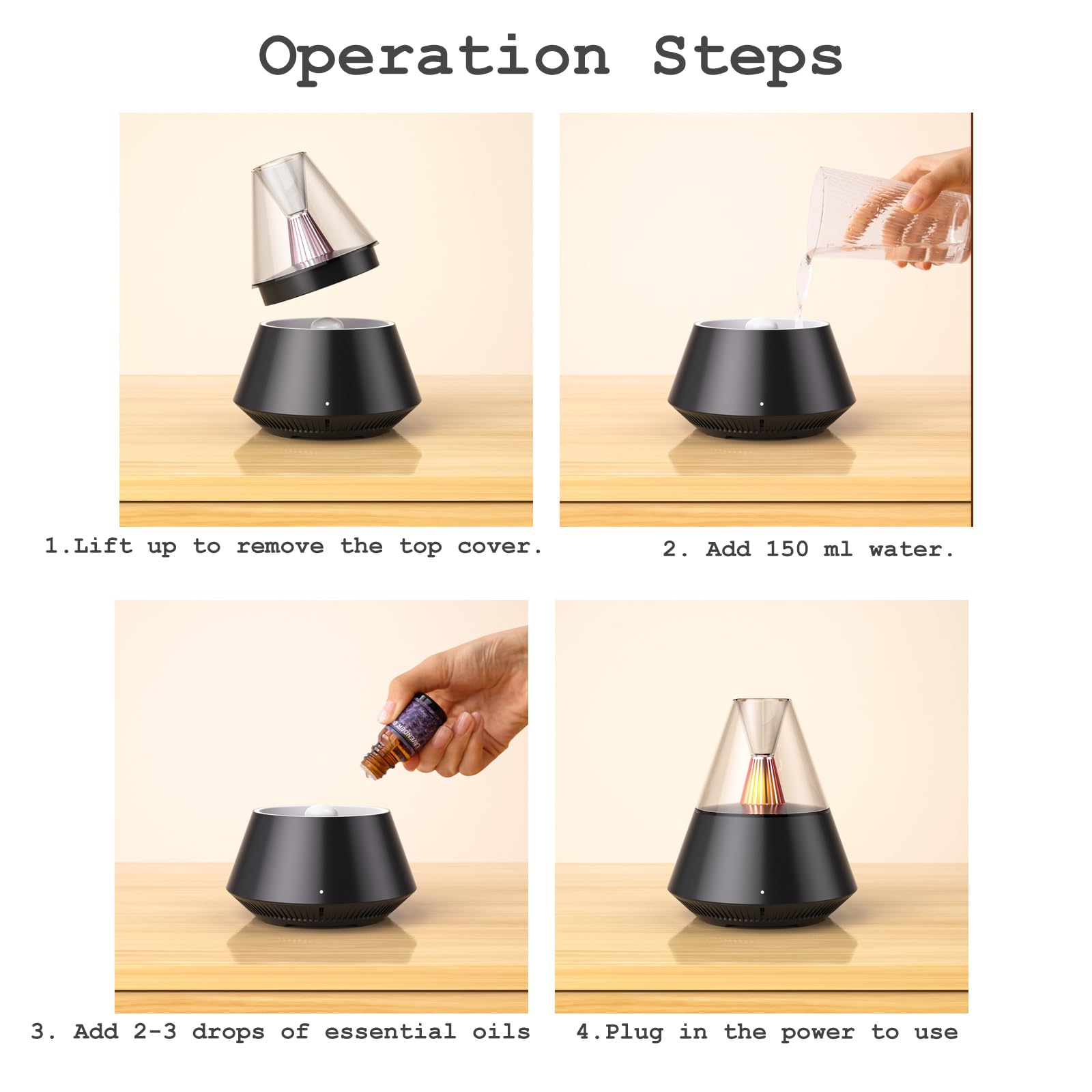 TriPro Essential Oils Aroma Diffuser,Portable Humidifier with Cool Mist and Warm Light Effect,Remote Control TriProC uk supplements
