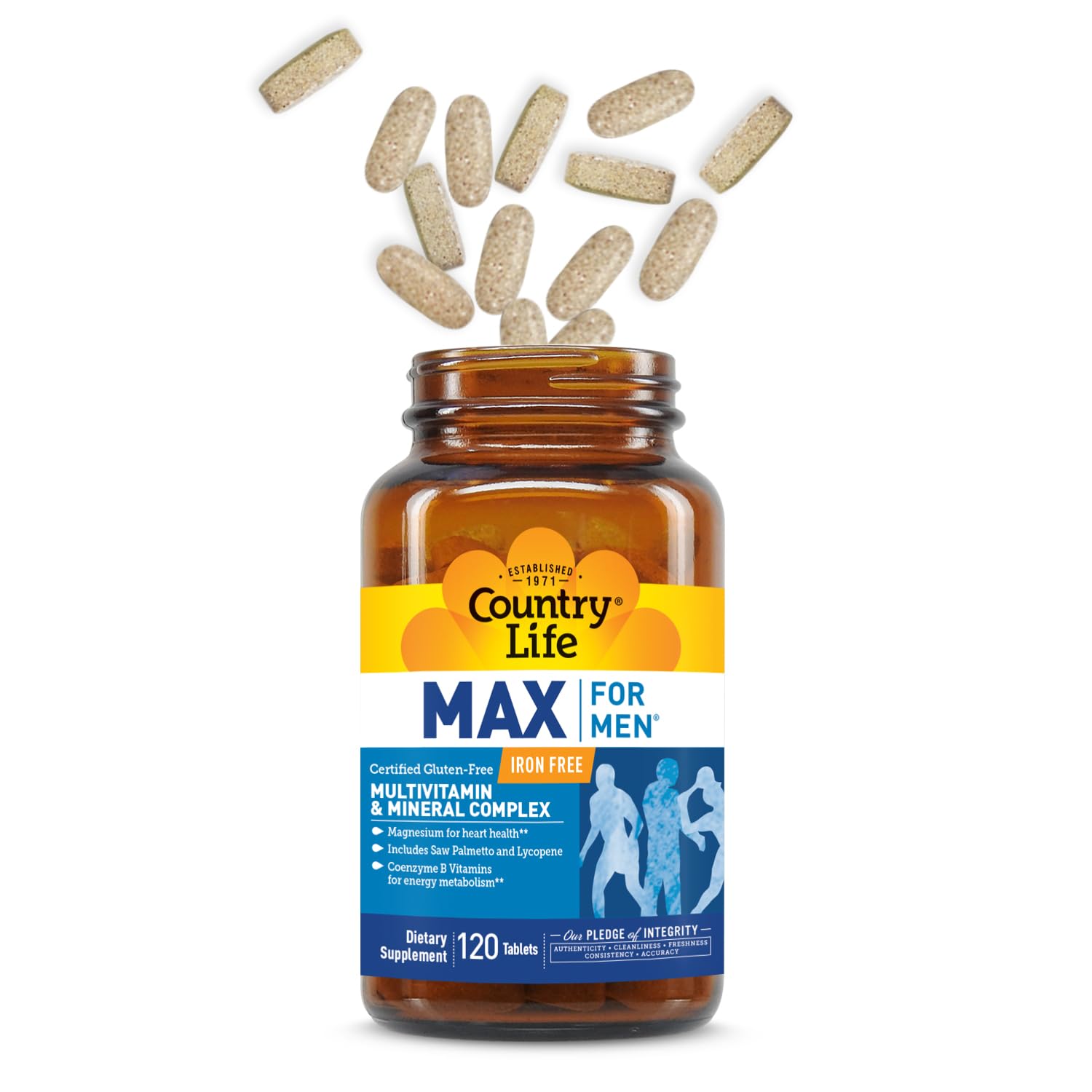 Country Life Max for Men Multivitamin: Iron-Free, Gluten Free, Saw Palmetto, Lycopene, Daily Support for Energy, Heart & Men's Health,120 Vegetarian Tablets Country Life uk supplements