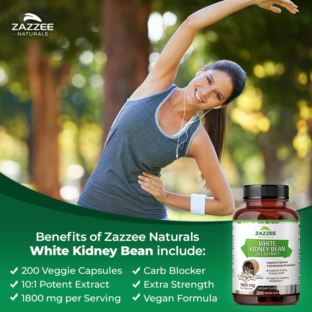 Zazzee White Kidney Bean 10:1 Extract, 18,000 mg Strength, 200 Vegan Capsules, Over 2 Month Supply Zazzee uk supplements