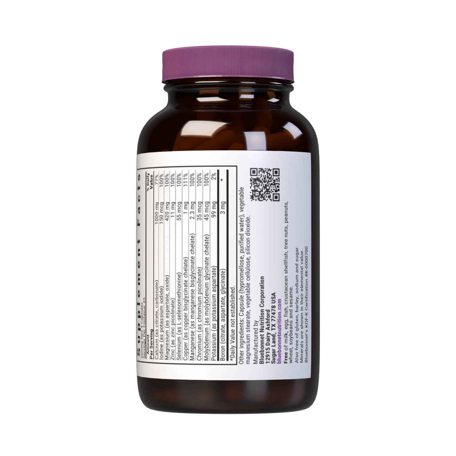 Bluebonnet Multi Minerals Supplement Plus Boron Chelated Magnesium Potassium Copper Selenium Manganese Chromium & Zinc Complex for Women & Men - No Iron, Non-GMO, Gluten-Free - 180 Vegetable Capsules BlueBonnet uk supplements