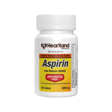 Heartland Pharma Aspirin 325mg Enteric Coated Tablets | Original Strength NSAID Pain Reliever & Fever Reducer | Joint Pain Relief for Arthritis | Child-Resistant Safety Cap | Made in USA | 100 Count Heartland Pharma uk supplements