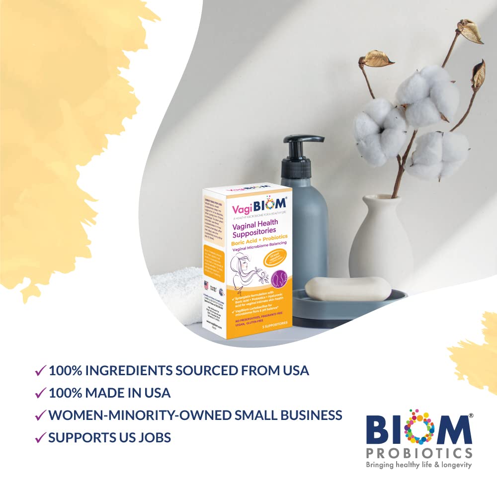 VagiBiom Boric Acid Suppositories with Lactobacillus: Microbiome Flora Balance; Balance and Nourishes VagiBiom uk supplements
